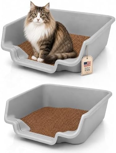 KittyGoHere Senior Cat Litter Box, Low Entry Litter Pan, Jumbo 2 Pack by NE14pets