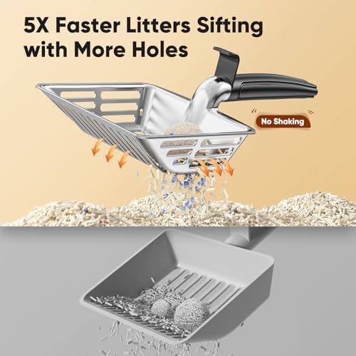 Large Metal Cat Litter Scoop w/ Deep Shovel, Dual-Size Holes & Hanging Hook - Image 7