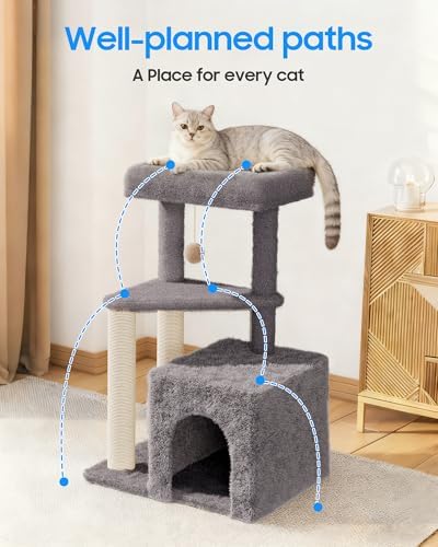 Cat Tree Tower for Indoor Cats, 33 Inches Multi-Level Cat Condo - Image 4