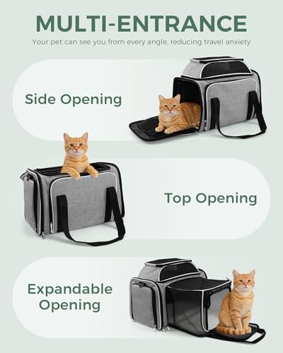 Cat Carrier Bag, Airline Approved Pet Carrier Soft Side Pet Travel 5 Sides Open - Image 5