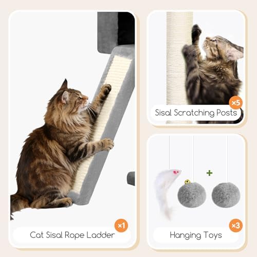 Globlazer Tall Cat Tower Extra Large Cat Tree House, Light Grey - Image 5