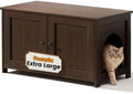 Extra Large Cat Litter Box Enclosure Furniture Dog Proof, Hidden Kitty Washroom by Fecuria