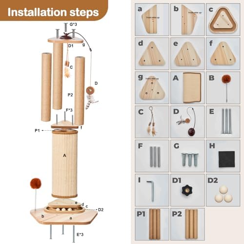 Odoland 34 Inch Cat Scratching Post - Image 2