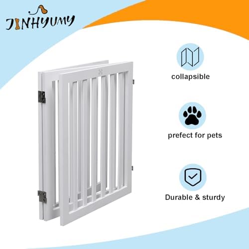 Dog Gate Wooden Freestanding Pet Gate 3 Panel 23.6" Heigh - Image 7