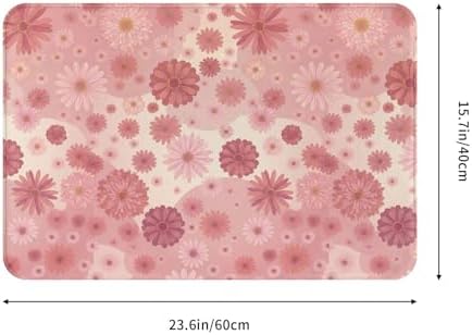 Pink Flowers Bath Mat 24x16 Inch Non-Slip Soft Microfiber Bathroom Rugs - Image 3