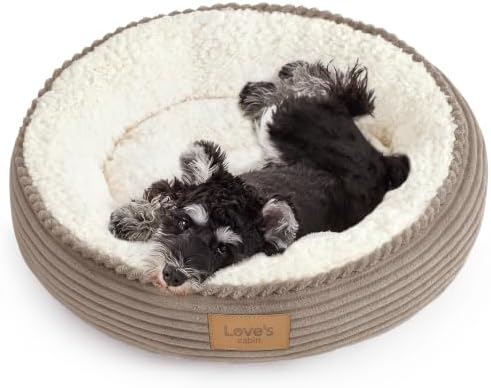 Love's cabin Round Donut Cat and Dog Cushion Bed, 24in Pet Bed by Lovescabin