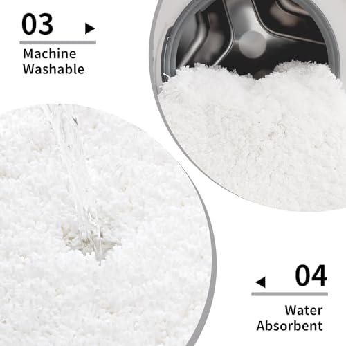 Disolla White Bathroom Rugs 24x48, Microfiber Non-Slip Plush Thick Bath Mat - Image 5