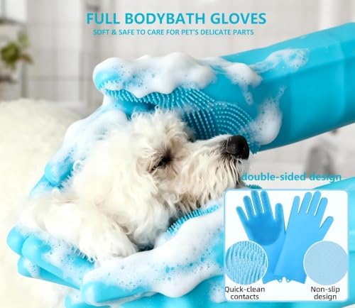 Dog Washing Grooming Kit, Pet Bathing Gloves Shampoo Brush - Image 4