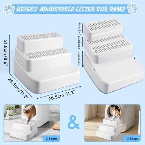 3 Step Litter Box Ramp Adjustable Detachable Litter Box Step - Image 2