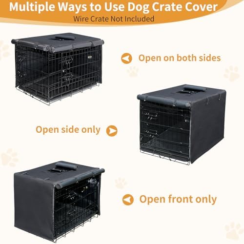 DONORO Dog Crate Cover 24 Inch Waterproof Pet Kennel Cover 600D Heavy Duty Dog - Image 5