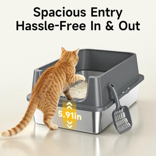 XL Open Top Stainless Steel Litter Box Large - Image 4