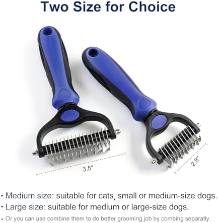 WePet Grooming Rake for Dogs & Cats, Double-Sided Deshedding Brush, Extra-Wide - Image 2