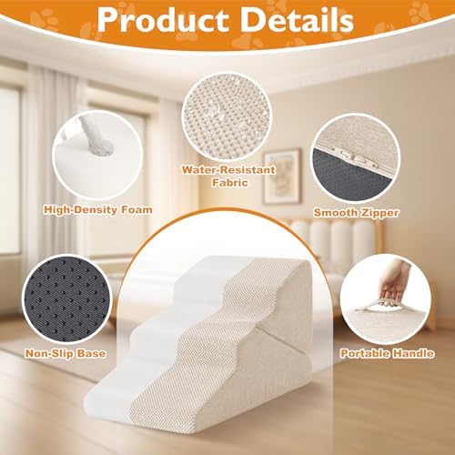 Ahpmeoa Dog Stairs for Small Dogs 16’’ H, 3-Step Dog Steps for Bed - Image 4