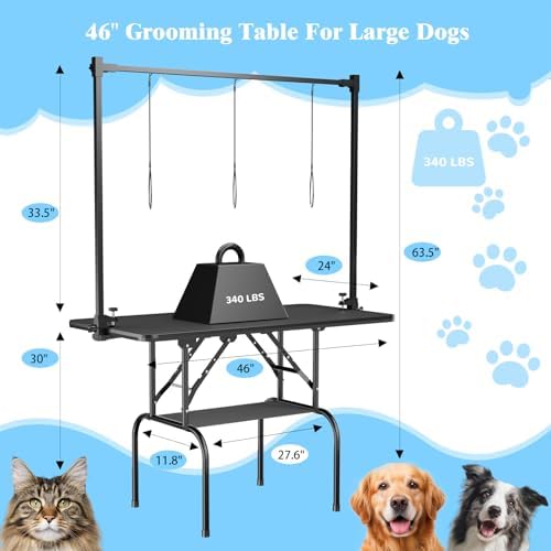46-Inch Dog Grooming Table for Large Dogs, Foldable Pet Grooming Table - Image 2