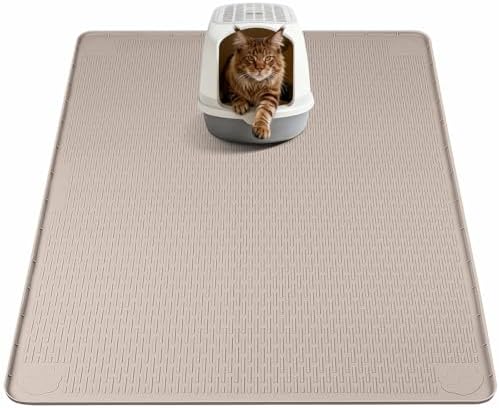 Silicone Cat Litter Mat for Litter Box 40”x40” Large Cat Mat by Bartuke