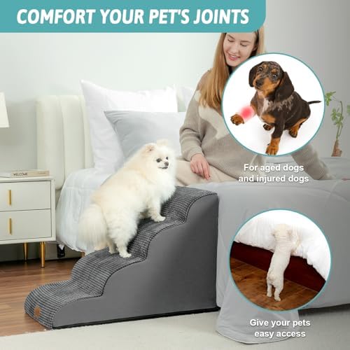 COZY KISS Dog Stairs for Small Dog 19.7" H, 4 Step Pet Ramp for Bed - Image 3