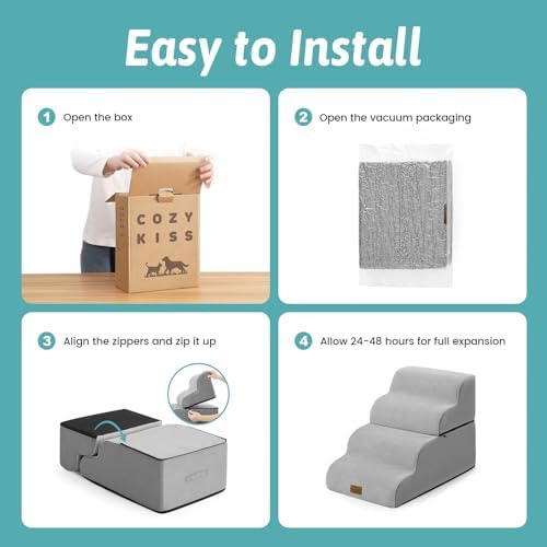 COZY KISS Detachable Small Dog Stairs 19.7"H, 4 Step Pet Ramp - Image 4