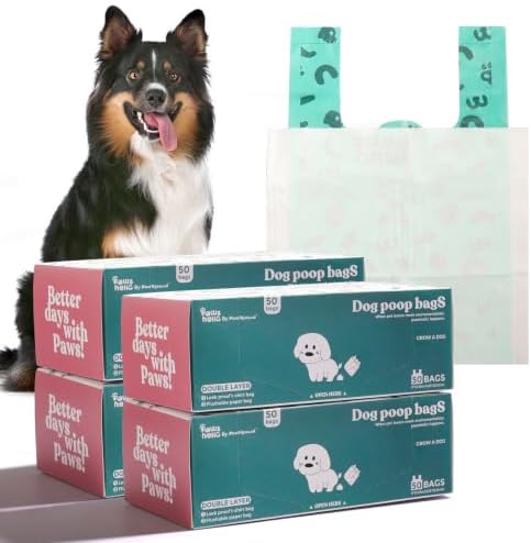 2-Ply Dog Poop Bags with Paper Towels-200 Pieces-Ultra Thick and Leakproof Pet by PAWSHOLIC
