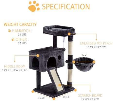 SHA CERLIN Cat Tree 36 Inches Cat Tower - Image 3