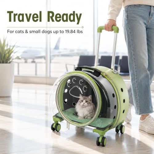Clear Rolling Pet Carrier, Breathable Cat Carrier - Image 3