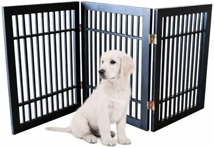 Urnporium Freestanding Wooden Dog Gate – Folding Acacia Hardwood Pet Barrier - Image 2