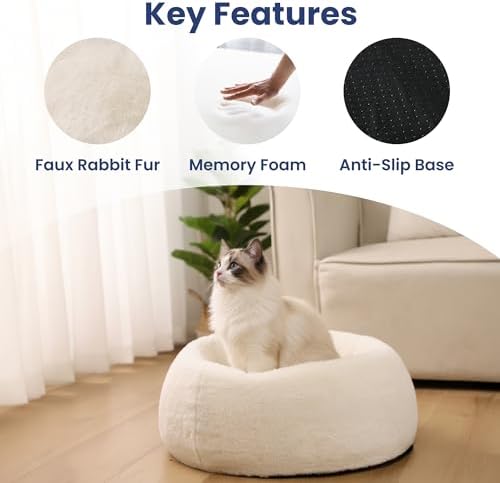PAWSPIK Comfort Orthopedic Faux Rabbit Fur Memory Foam Cat & Small Dog Bed - Image 3
