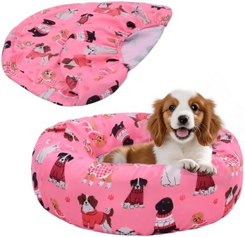 Round Replacement Dog Bed Covers Elastic Edged Washable 20 x 9.8 Inch by Hoopttay