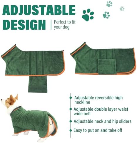 Dog Bathrobe Towel Dog Drying Coat Microfiber Absorbent Fast Drying Robes - Image 3