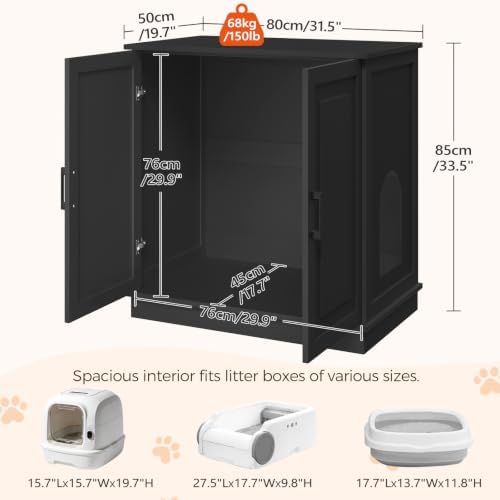MAHANCRIS Large Cat Litter Box Enclosure, Tall Hidden Litter Box Furniture - Image 3