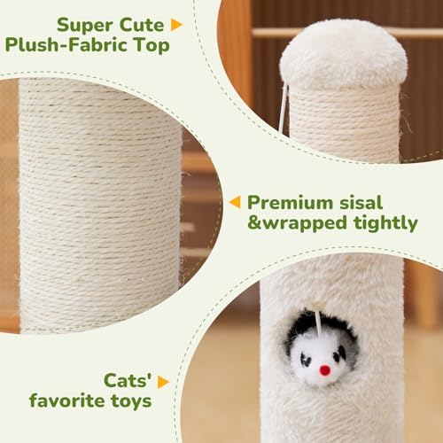 Woochpet Funny Cat Scratching Posts Sturdy Scratcher Posts 23'' Off White - Image 3