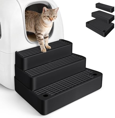 Extra Large 3 Steps Litter Box Ramp, Adjustable Cat Litter Box Step by Bartuke
