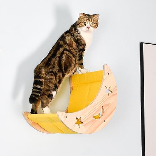 Cat Hammock Moon Bed Wall Mounted Shelf Hammock Shelves and Perches Solid Wood - Image 2