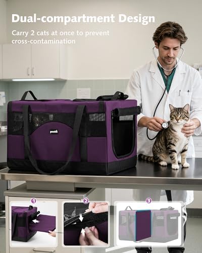 Pecute Cat Carrier, Soft Double Pet Crate - Image 3