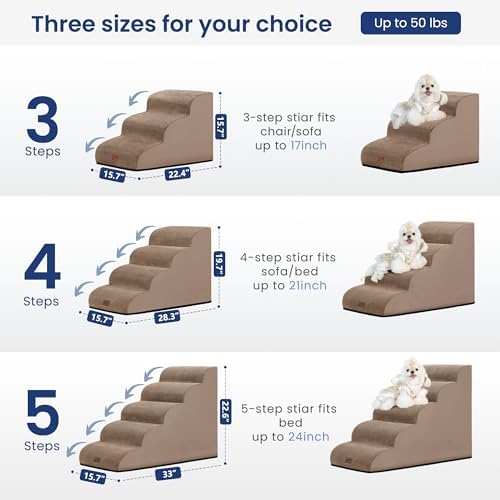 GoGoBunny Ramp Dog Stairs for High Beds 22.6" H, 5-Step Dog Slope Stairs - Image 3