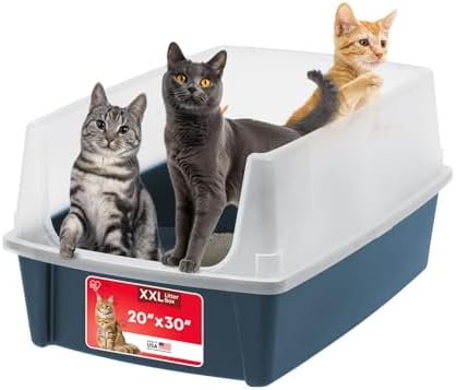 IRIS USA XX-Large High Sided Cat Litter Box, Scatter Shield by IRISUSA