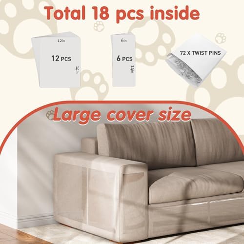 Secopad 18 PCS Cat Scratch Furniture Protector, Couch Protector - Image 3