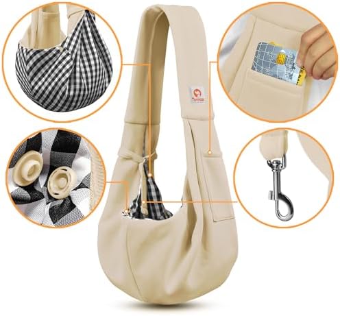 Tomkas Small Dog Cat Sling Carrier Puppy Purse Travel Wrap Soft Crossbody Pet - Image 3