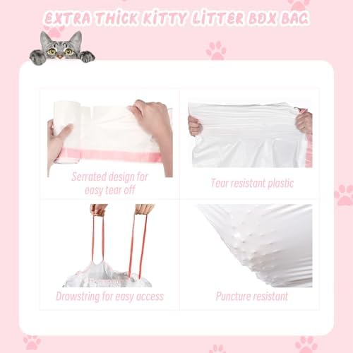 100 Counts Cat Litter Box Liners, One Step Cleaning, Heavy Duty, Extra Thick & - Image 3