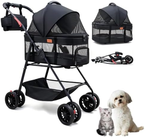 Bicystar 3 in 1 Pet Stroller, Cat Stroller w/Detachable Carrier by Bicystar