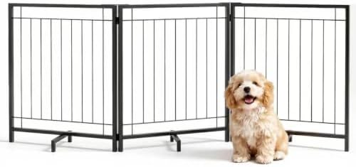 Freestanding Dog Fence Indoor, 3-Panel Foldable Dog Gate by Faesun