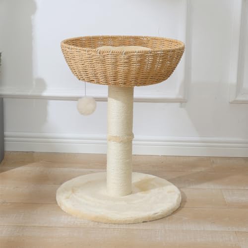 SHENGOCASE Cat Tree Tower with Rattan Wicker Basket, Handwoven Large Nest - Image 3