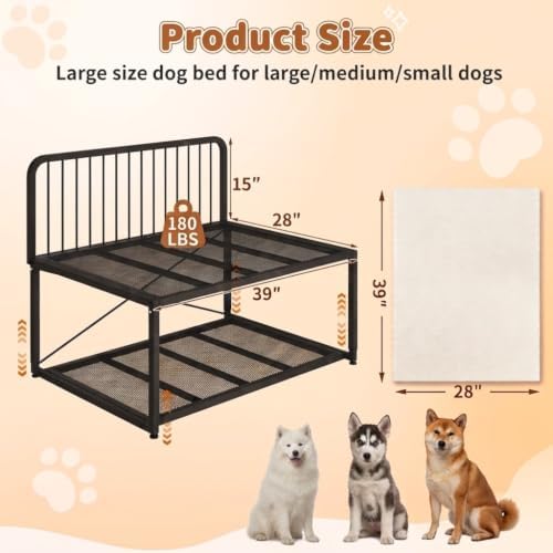 Dog Bed Raised, 5-Level Height Metal Dog Bunk Bed - Image 2