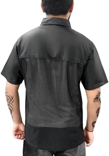 Professional Barber Jacket Black Half Sleeve Barber Shirt Men's Red Hairdresser - Image 2