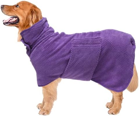 Geyecete Dog Bathrobe Towel Dog Drying Coat-Dry Fast Dog Bag-Pineapple Grid by Geyecete