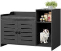 Jojoka Tall Cat Litter Box Enclosure, 33.8" Wood Hidden Litter Box Cabinet by Jojoka