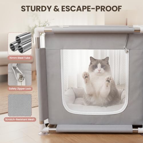 2-in-1 Cat Playpen Indoor Enclosure - Image 4