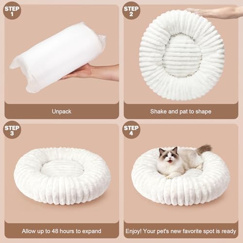 Donut Pet Bed for Indoor Cats and Small Dogs, Self-Heating Dog Bed - Image 6