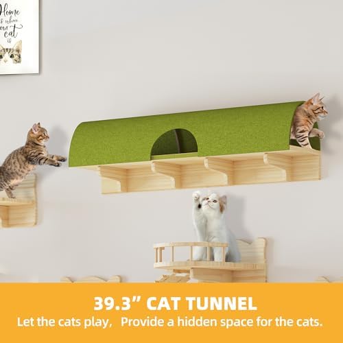 Cat Shelves for Wall, 18-in-1 Cat Wall Furniture w/Tunnel & Bridge - Image 3