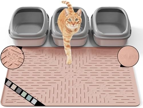 OHMO XL Cat Litter Mat, 37.5x25.2 Silicone Trapping Mat Coral by OHMO
