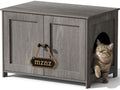 Hidden Cat Litter Box Enclosure Furniture, Dog Proof Kitty Washroom Cabinet by MZNZ